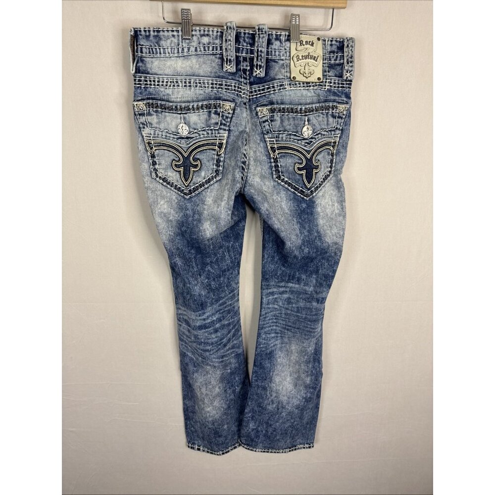 Rock Revival Men's Blue Distressed Denim Jeans - Picture 5 of 10
